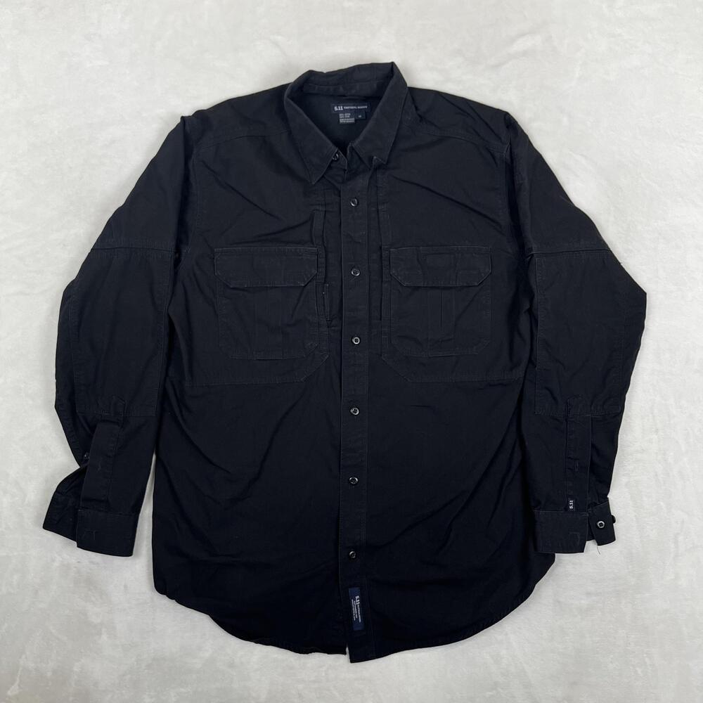 5.11 Tactical Shirt Mens Medium Black Long Sleeve Button Front Workwear